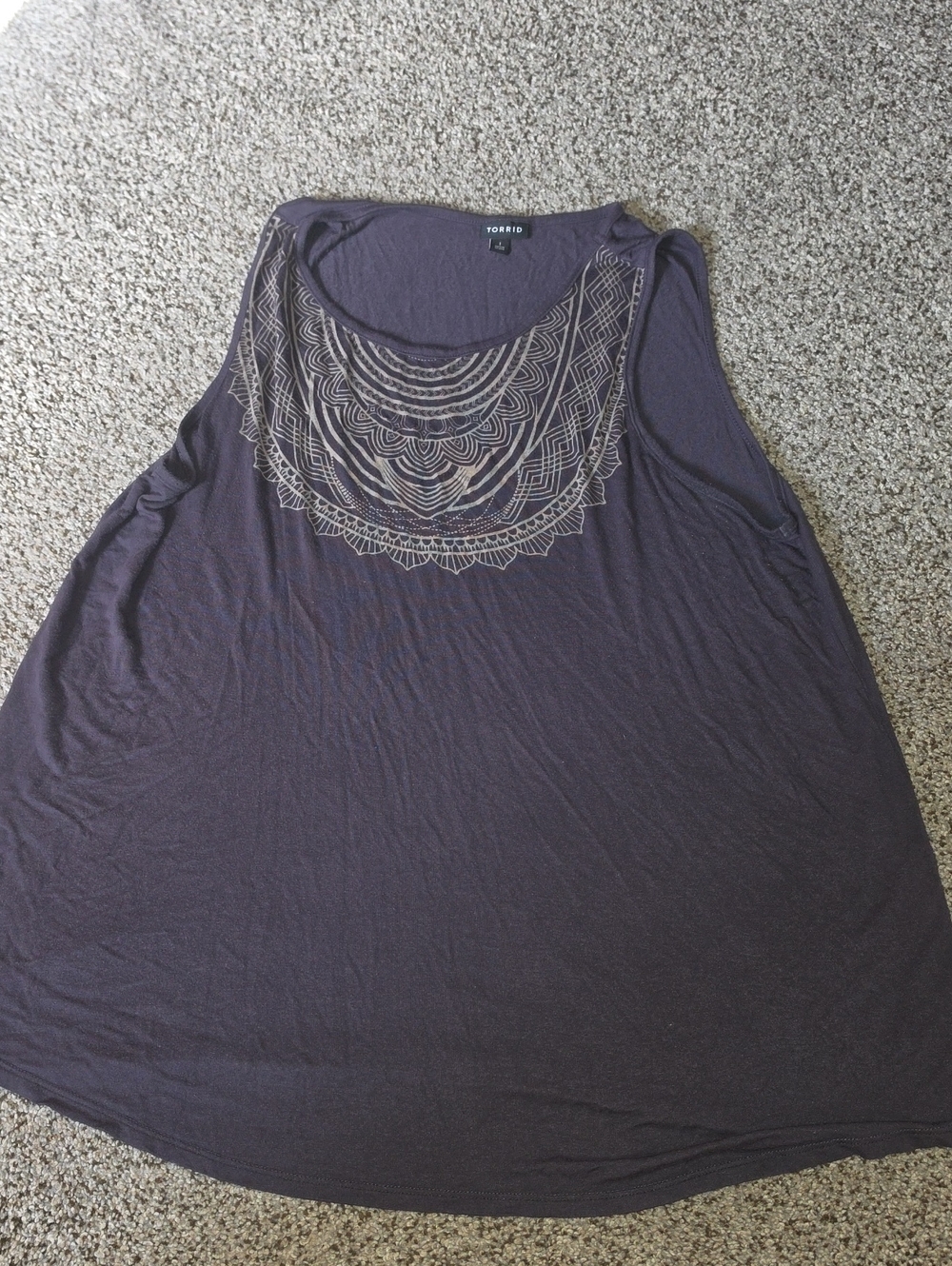 torrid Purple Grey Scoop Neck Tank with Tribal Collar Neckline Detail 1 1x